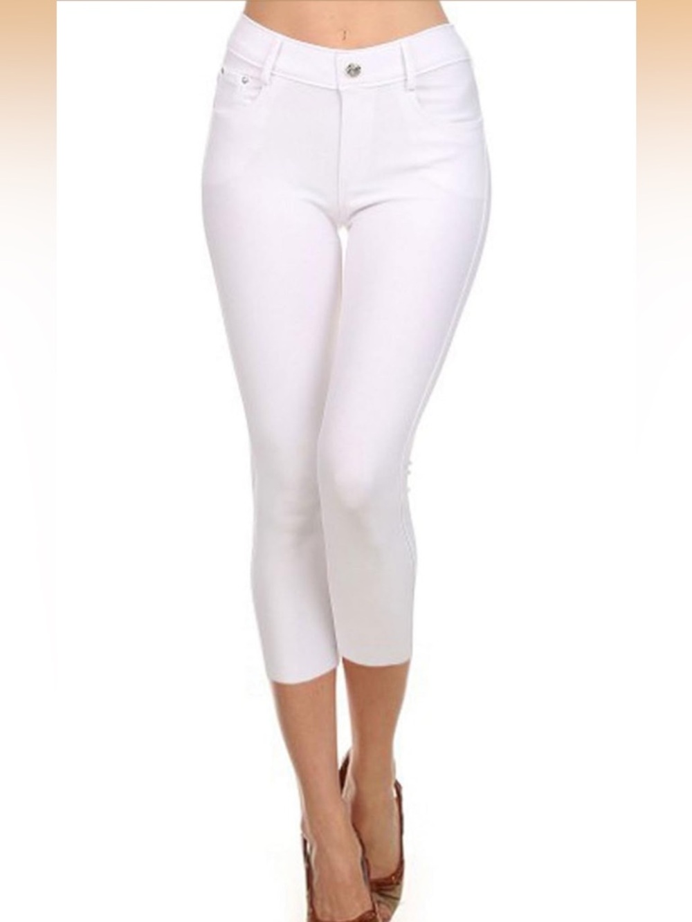 Women’s White Y2K Jegging Capris,  Size S, NWT